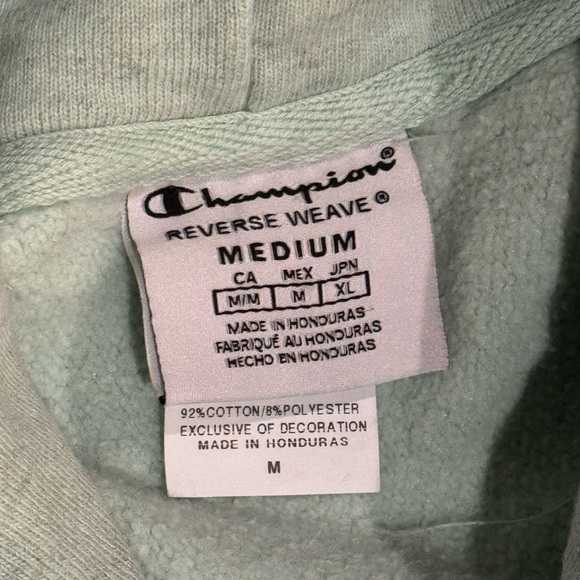 Vintage Champion Washed Mint Hoodie Sweatshirt - Picture 5 of 7